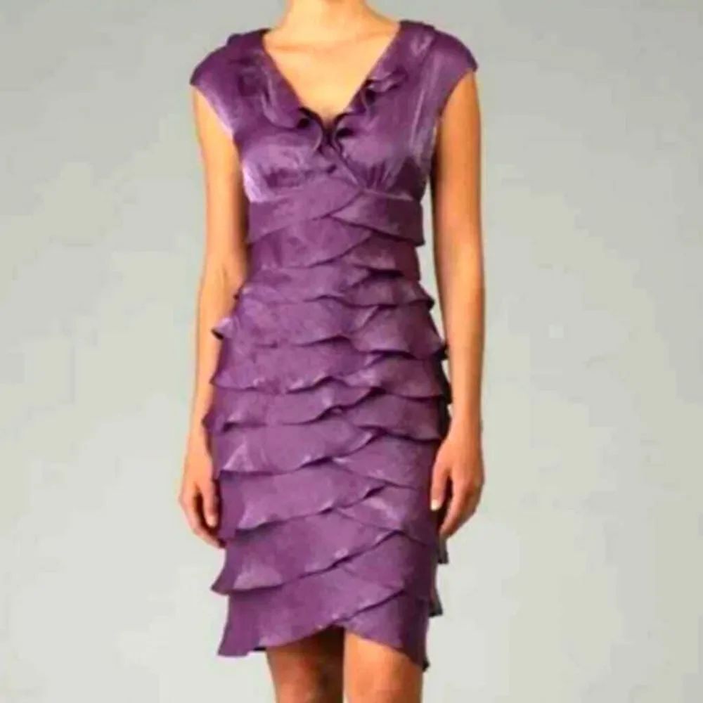LONDON TIMES COCKTAIL WOMENS ELEGANT RUFFLED SLEVELESS DRESS
